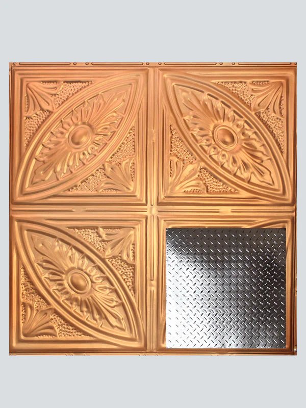 Metal Ceiling Tiles | Diamond Plate - Satin Transparent Copper - Metal Ceiling Express