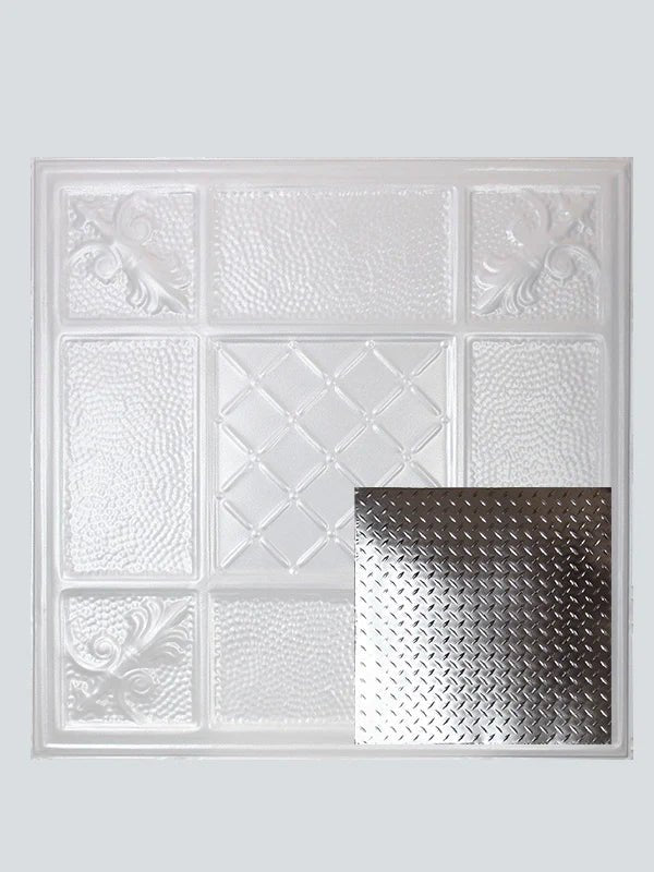 Metal Ceiling Tiles | Diamond Plate - Sierra White - Metal Ceiling Express