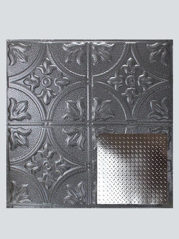 Metal Ceiling Tiles | Diamond Plate - Silver Vein - Metal Ceiling Express