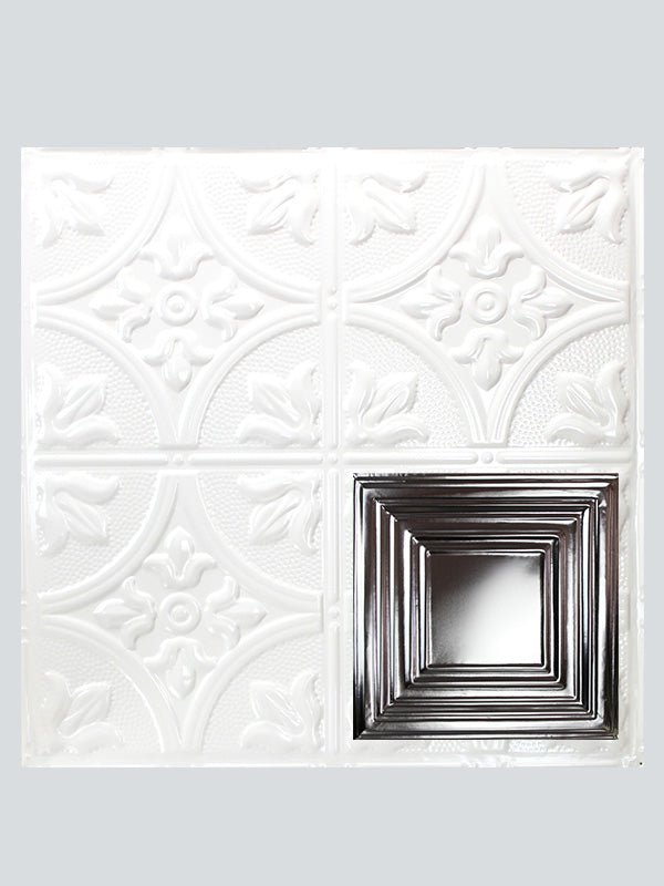 Metal Ceiling Tiles | Pattern 115 | Color: Gloss White | Size: 24" x 24" - Wall & Ceiling Tiles - Metal Ceiling Express