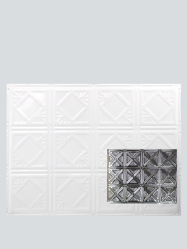 Metal Ceiling Backsplash Tiles | Pattern 131b | Color: Gloss White | Size: 18" x 24" - Wall & Ceiling Tiles - Metal Ceiling Express