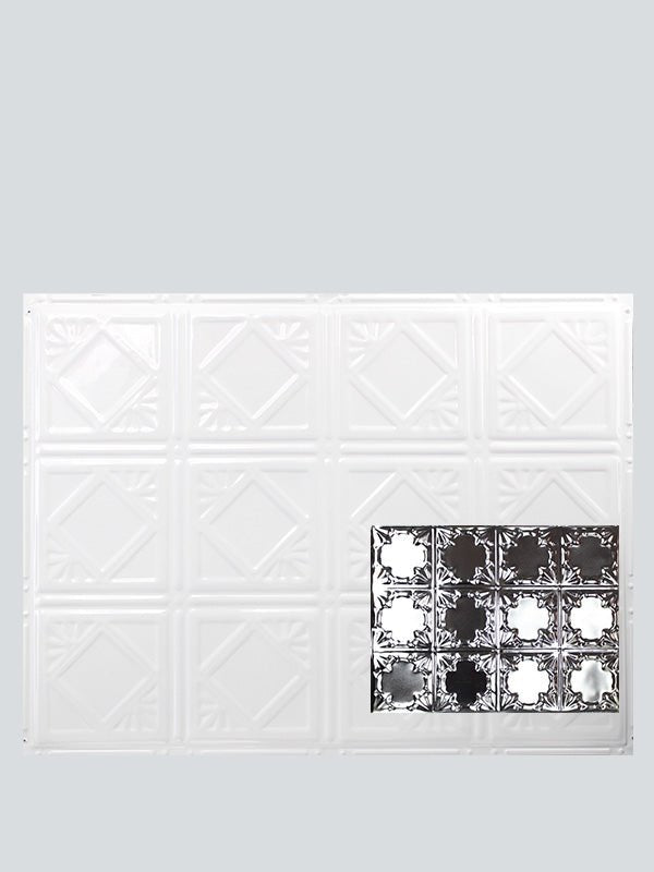 Metal Ceiling Backsplash Tiles | Pattern 137b | Color: Gloss White | Size: 18" x 24" - Wall & Ceiling Tiles - Metal Ceiling Express