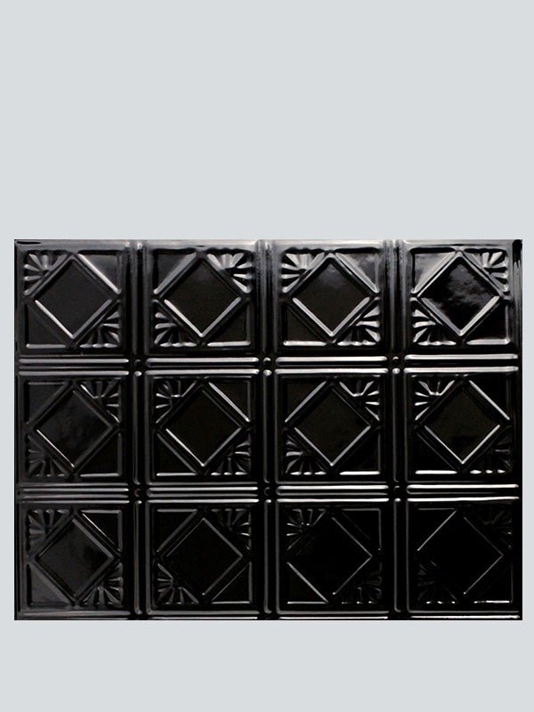 Metal Ceiling Backsplash Tiles - Pattern 119b - Color: Mirror Black - Size: 18" x 24" - Wall & Ceiling Tiles - Metal Ceiling Express