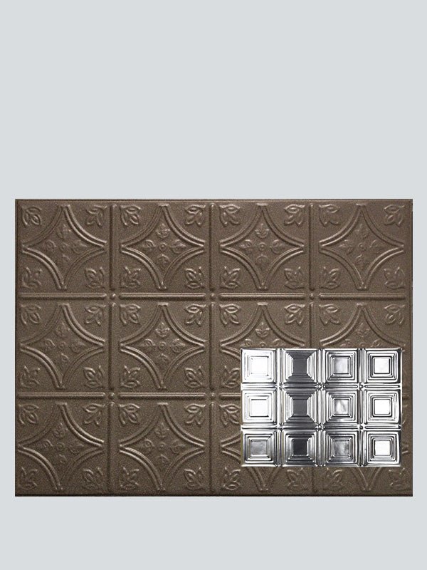 Metal Ceiling Backsplash Tiles | Pattern 120b | Color: Mochachip | Size: 18" x 24" - Wall & Ceiling Tiles - Metal Ceiling Express