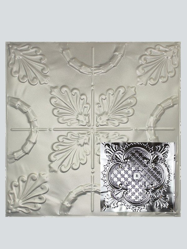 Metal Ceiling Tiles | Pattern 104 | Elegant Clover - Nickel Vein - Metal Ceiling Express