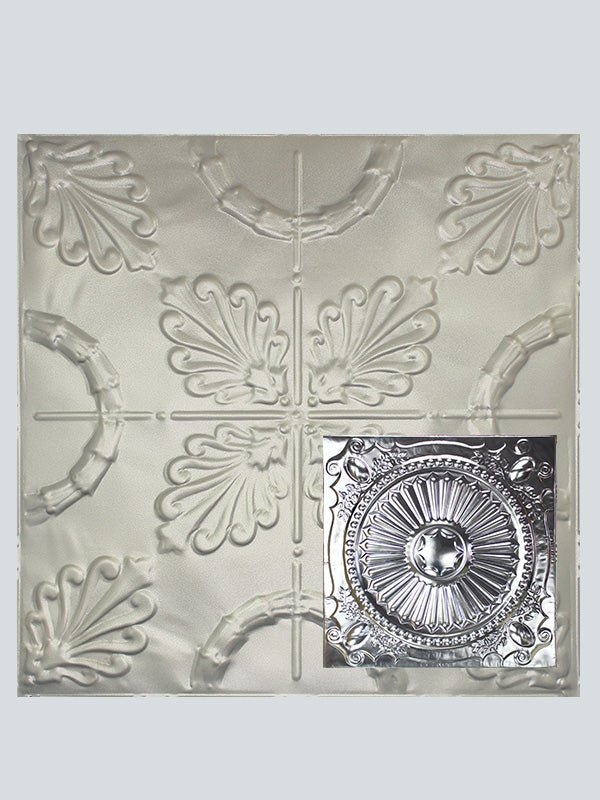 Metal Ceiling Tiles | Pattern 126 | Roman Medallion - Nickel Vein - Metal Ceiling Express
