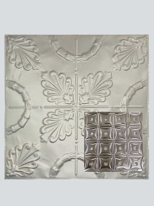 Metal Ceiling Tiles | Pattern 130 | Sixteen Flowers - Nickel Vein - Metal Ceiling Express