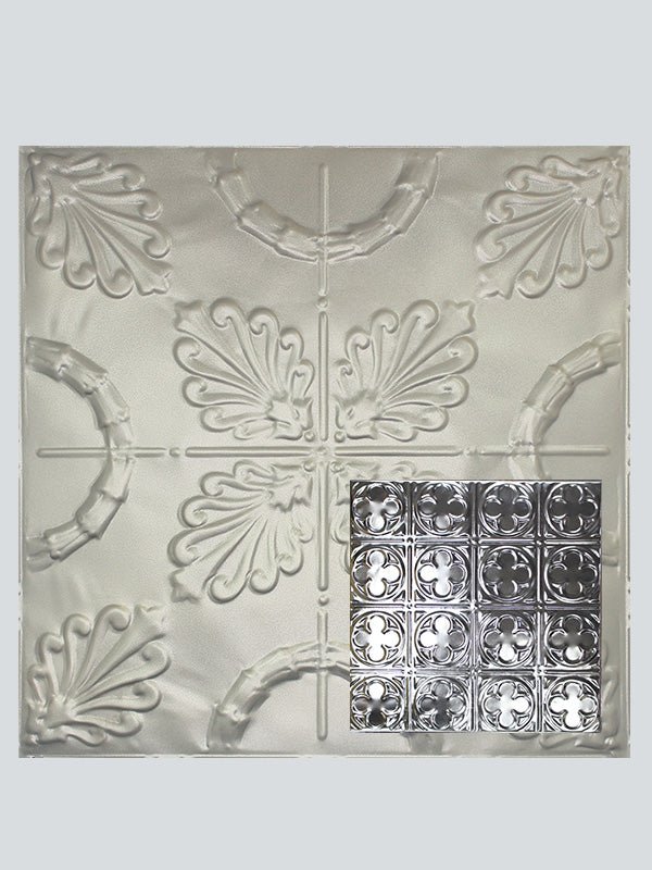 Metal Ceiling Tiles | Pattern 135 | Sixteen Mini Clovers - Nickel Vein - Metal Ceiling Express