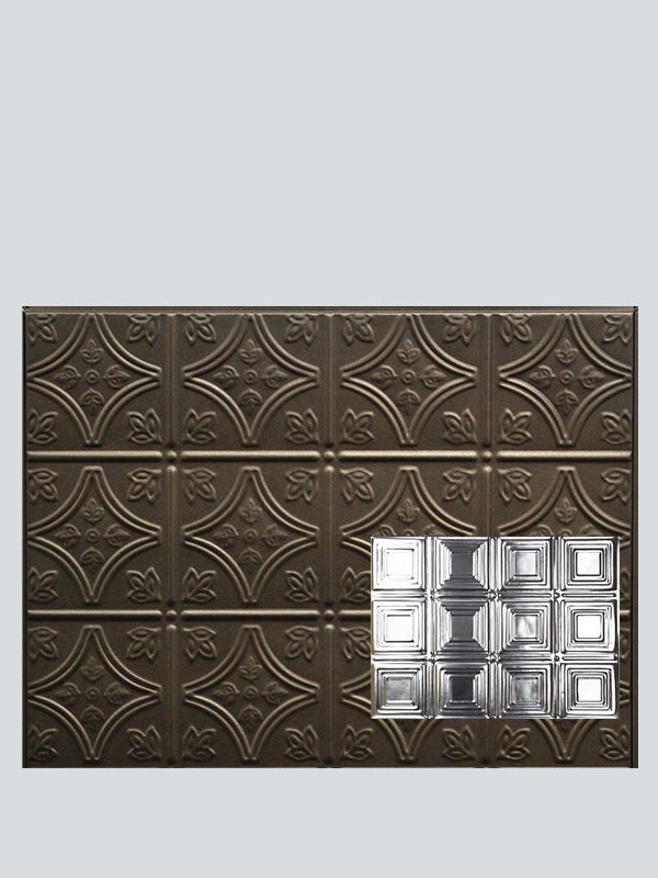Metal Ceiling Backsplash Tiles - Pattern 120b - Color: Oil Rubbed Bronze - Size: 18" x 24" - Wall & Ceiling Tiles - Metal Ceiling Express