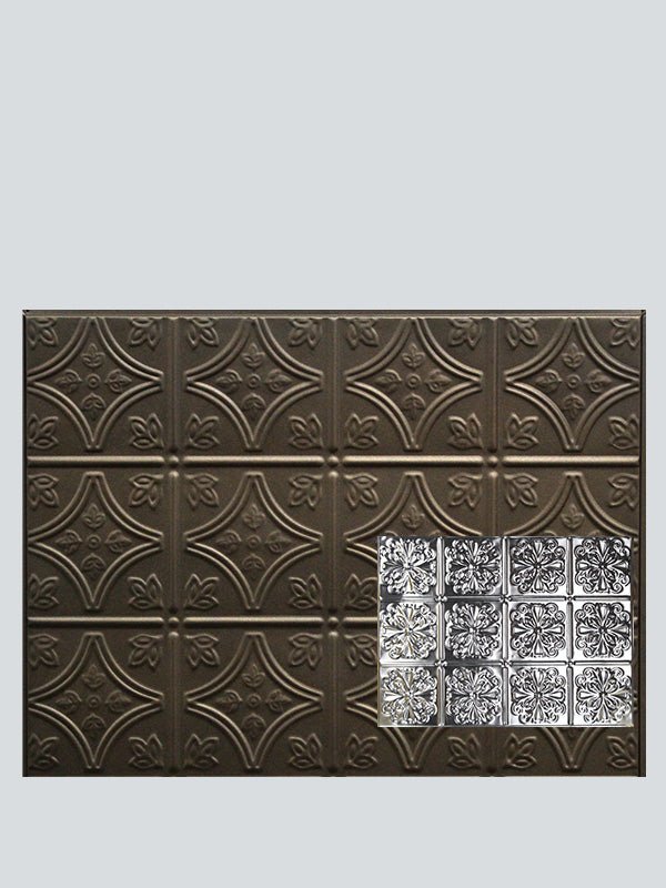 Metal Ceiling Backsplash Tiles - Pattern 127b - Color: Oil Rubbed Bronze - Size: 18" x 24" - Wall & Ceiling Tiles - Metal Ceiling Express