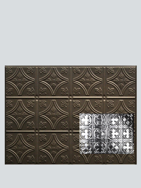 Metal Ceiling Backsplash Tiles - Pattern 135b - Color: Oil Rubbed Bronze - Size: 18" x 24" - Wall & Ceiling Tiles - Metal Ceiling Express