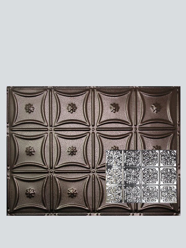 Metal Ceiling Backsplash Tiles | Pattern 127b | Color: Penny Vein | Size: 18" x 24" - Wall & Ceiling Tiles - Metal Ceiling Express
