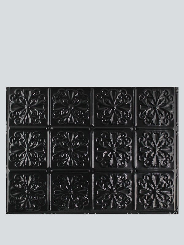 Metal Ceiling Backsplash Tiles - Pattern 127b - Color: Satin Black - Size: 18" x 24" - Wall & Ceiling Tiles - Metal Ceiling Express