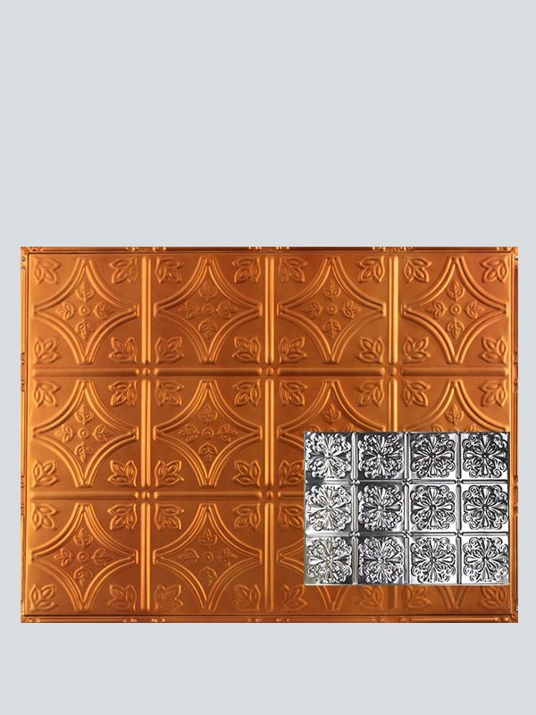 Metal Ceiling Backsplash Tiles - Pattern 127b - Color: Satin Transparent Copper - Size: 18" x 24" - Wall & Ceiling Tiles - Metal Ceiling Express