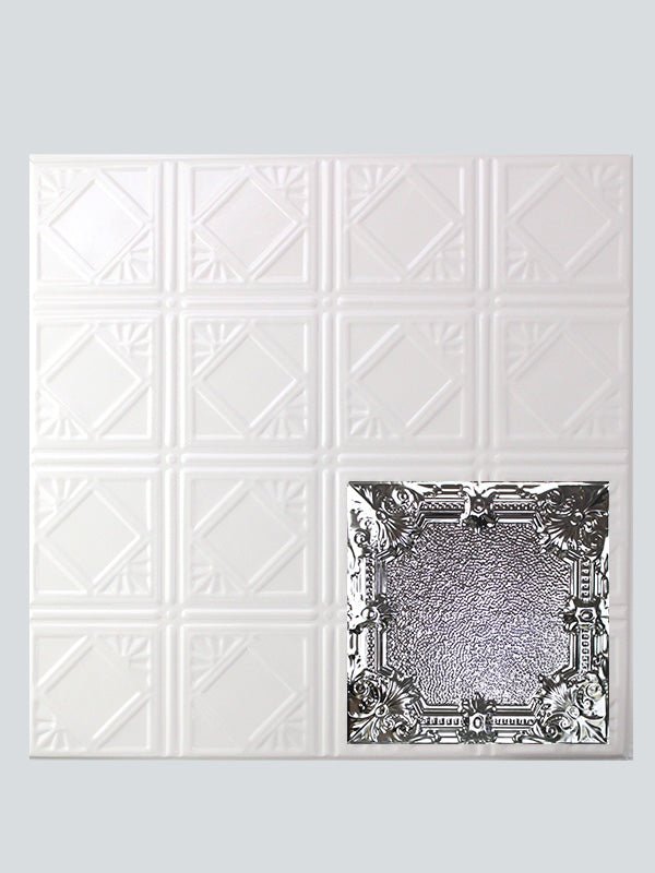 Metal Ceiling Tiles | Pattern 136 | Color: Satin White | Size: 24" x 24" - Wall & Ceiling Tiles - Metal Ceiling Express