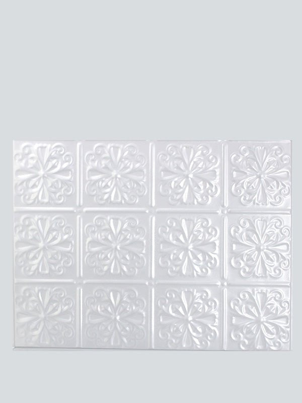 Metal Ceiling Backsplash Tiles | Pattern 127b | Color: Sierra White | Size: 18" x 24" - Wall & Ceiling Tiles - Metal Ceiling Express