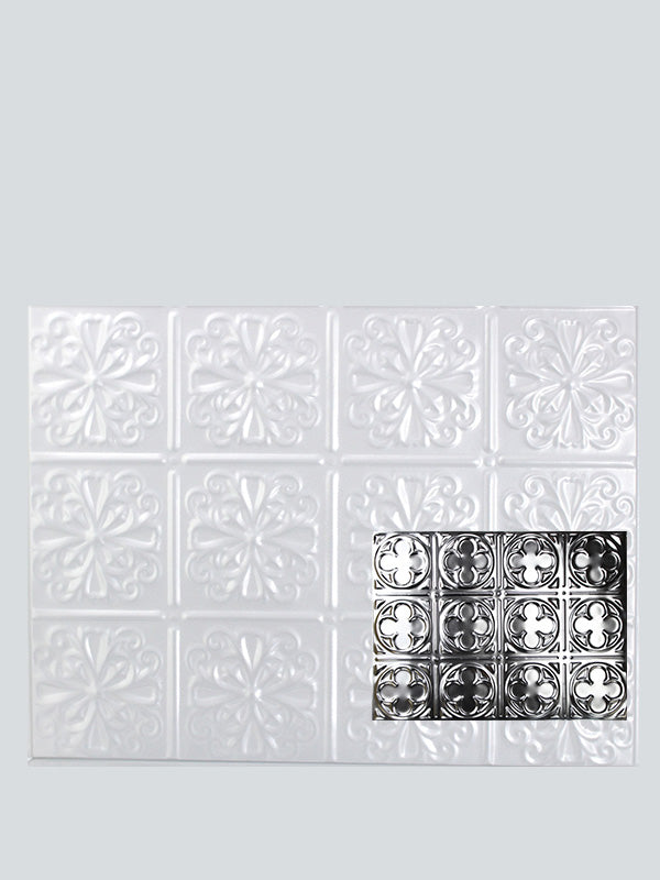 Metal Ceiling Backsplash Tiles - Pattern 135b - Color: Sierra White - Size: 18" x 24" - Wall & Ceiling Tiles - Metal Ceiling Express
