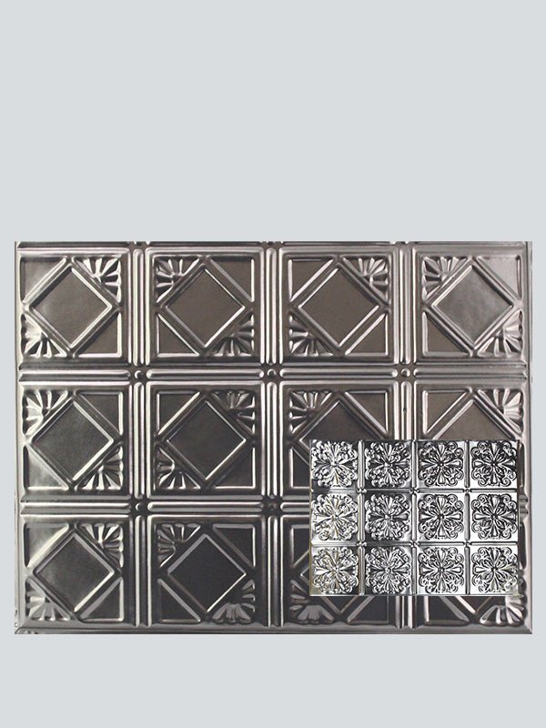 Metal Ceiling Backsplash Tiles - Pattern 127b - Color: Smoke - Size: 18" x 24" - Wall & Ceiling Tiles - Metal Ceiling Express