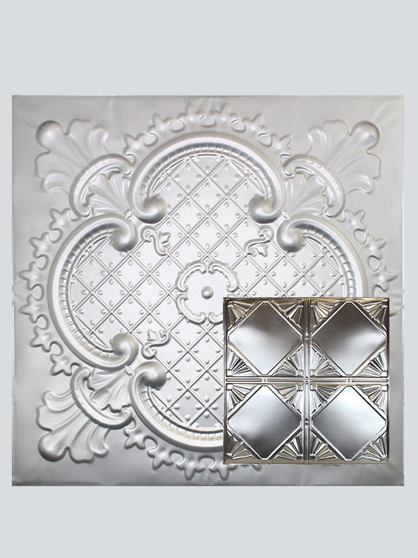 Metal Ceiling Tiles | Pattern 118 | Color: Silver | Size: 24" x 24" - Wall & Ceiling Tiles - Metal Ceiling Express