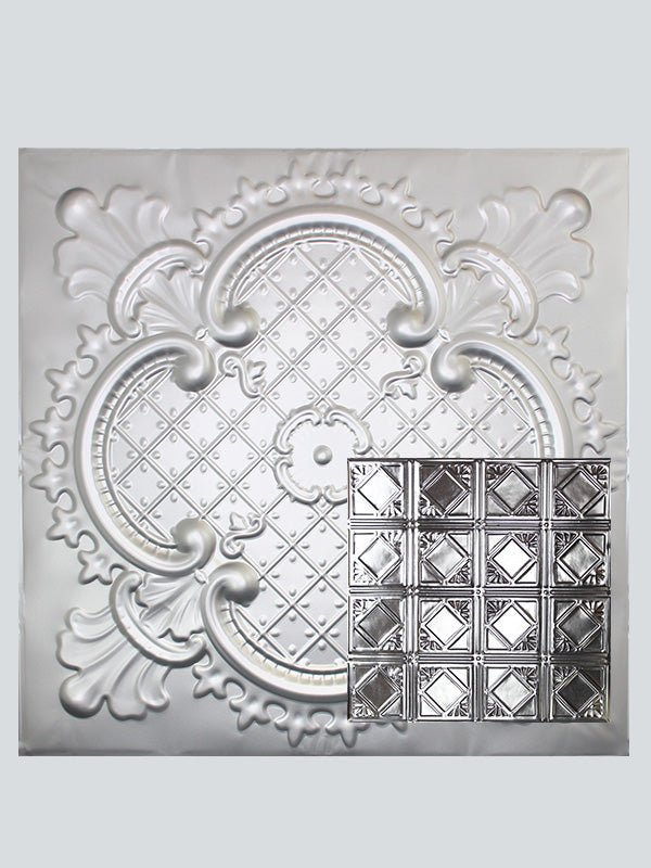 Metal Ceiling Tiles | Pattern 119 | Color: Silver | Size: 24" x 24" - Wall & Ceiling Tiles - Metal Ceiling Express