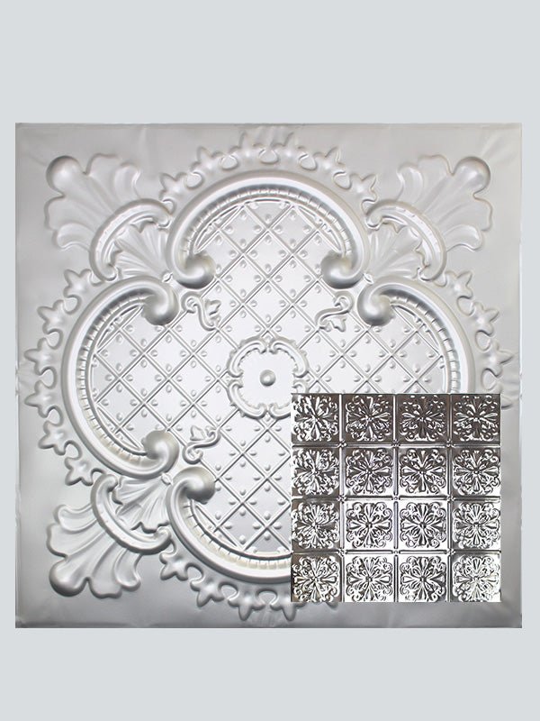 Metal Ceiling Tiles | Pattern 127 | Color: Silver | Size: 24" x 24" - Wall & Ceiling Tiles - Metal Ceiling Express