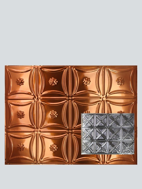 Metal Ceiling Backsplash Tiles | Pattern 131b | Color: Transparent Copper | Size: 18" x 24" - Wall & Ceiling Tiles - Metal Ceiling Express